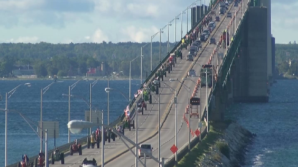 Tractors cross Mackinac Bridge for celebration in St. Ignace WPBN