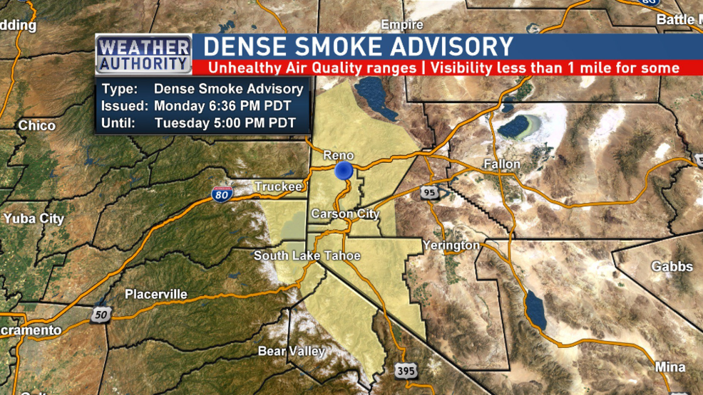 Dense Smoke leads to unhealthy air quality in Reno area KRNV