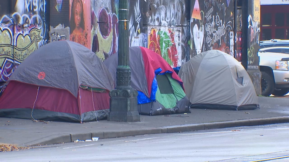 Seattle homeless sidewalk tents per Pioneer Square woman attacked.jpg Seattle homeless sidewalk tents per Pioneer Square woman attacked.jpg