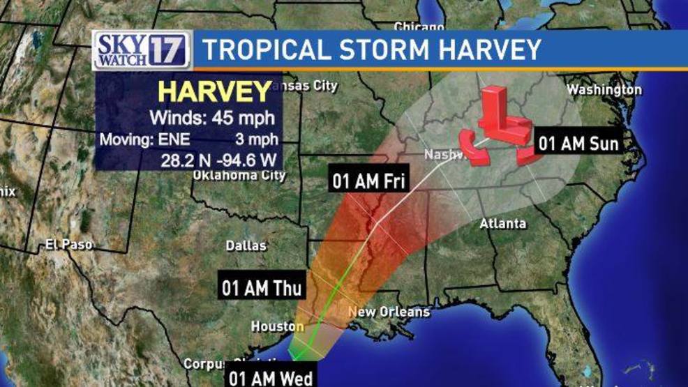 Tropical Storm Harvey projected to hit Nashville, Middle Tennessee this
