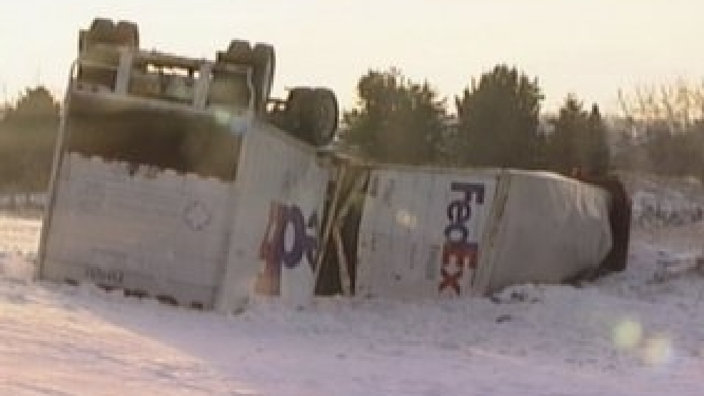Driver Falls Asleep, Fed Ex Semi Crashes near Iowa/SD Border KMEG